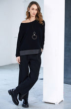Black and Grey Pinstripe Hem Top