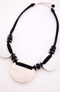 Black and Off White Shell Disc Necklace