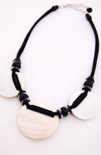 Black and Off White Shell Disc Necklace