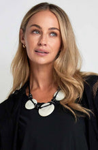 Black and Off White Shell Disc Necklace