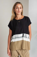 Black and Tan Abstract Print Loose Fit Top