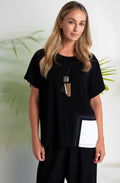 Black and White Contrast Panel Oversized Top