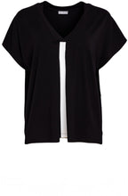 Black and White Contrast Stripe V Neck Top