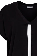Black and White Contrast Stripe V Neck Top