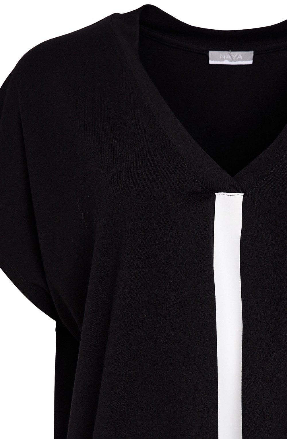 Black and White Contrast Stripe V Neck Top