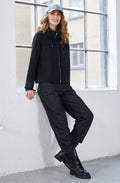 Black and White Herringbone Barrel Trousers