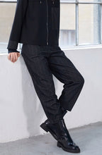 Black and White Herringbone Barrel Trousers