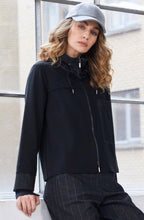 Black and White Herringbone Detail Jersey Jacket