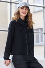 Black and White Herringbone Detail Jersey Jacket
