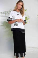 Black and White Placement Print and Mesh Panel Top