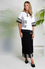 Black and White Placement Print and Mesh Panel Top