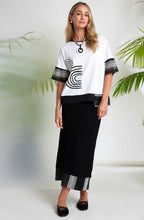 Black and White Placement Print and Mesh Panel Top