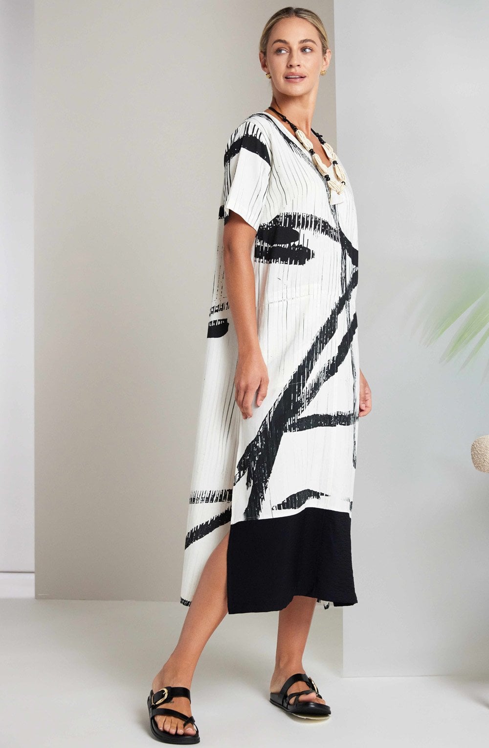 Black Brush Strokes Relaxed Dress