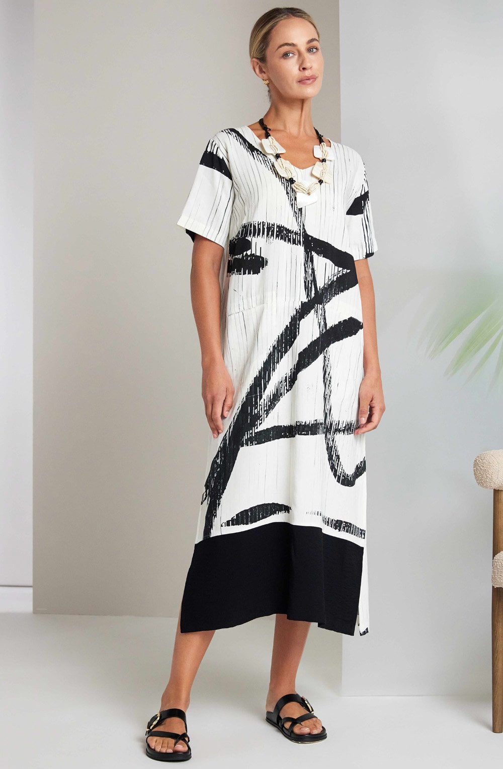 Black Brush Strokes Relaxed Dress