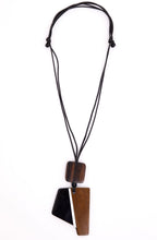 Black Cocoa Two Tone Wooden Angular Design Necklace