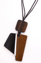 Black Cocoa Two Tone Wooden Angular Design Necklace