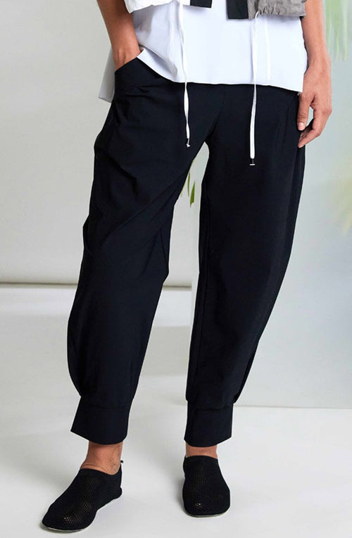 Black Cuffed Tapered Trousers