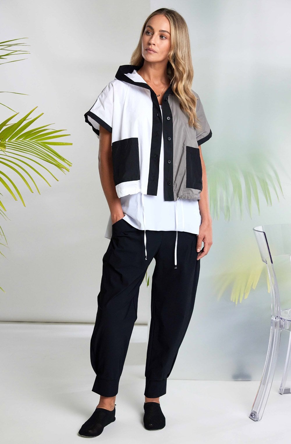 Black Cuffed Tapered Trousers
