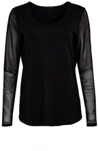 Black Mesh Sleeved Relaxed Top