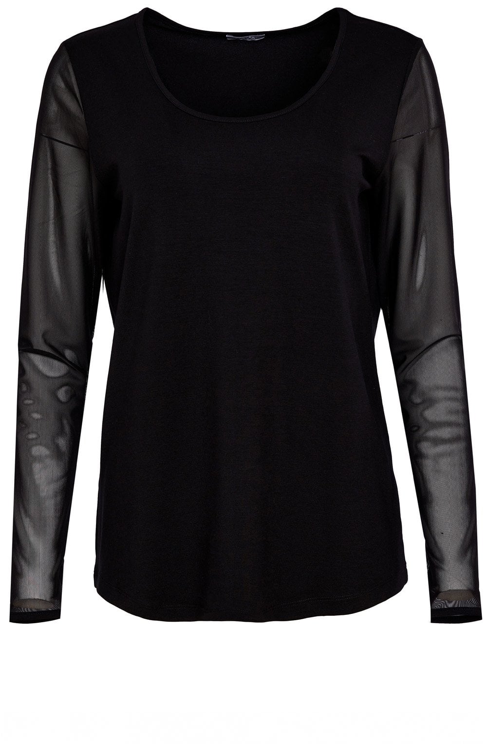 Black Mesh Sleeved Relaxed Top