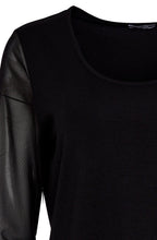 Black Mesh Sleeved Relaxed Top