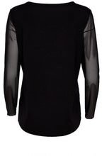 Black Mesh Sleeved Relaxed Top