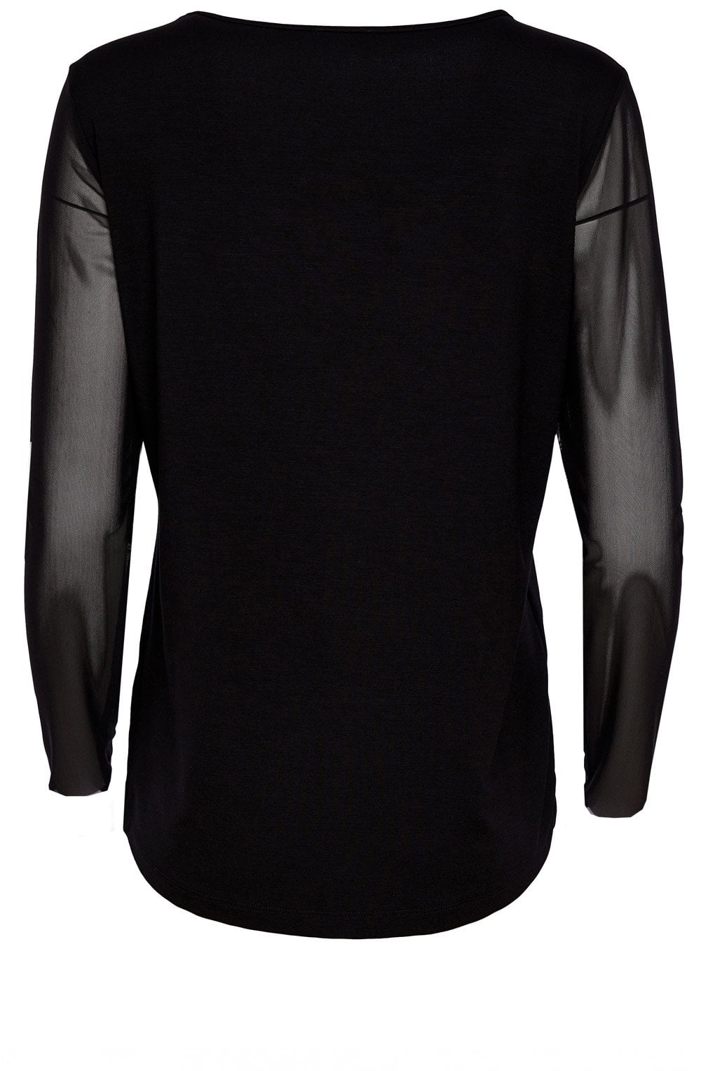 Black Mesh Sleeved Relaxed Top