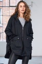Black Quilted Panel Hooded Jacket