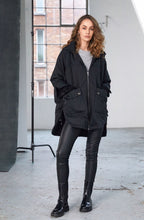 Black Quilted Panel Hooded Jacket