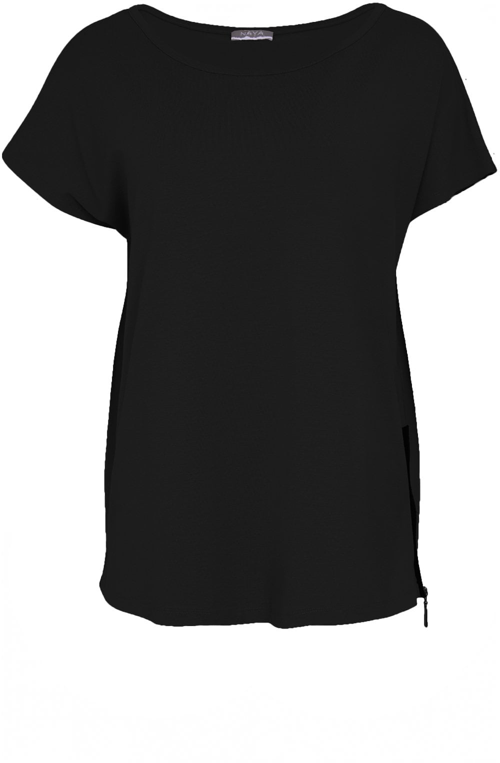 Black Side Zip Detail Oversized Top