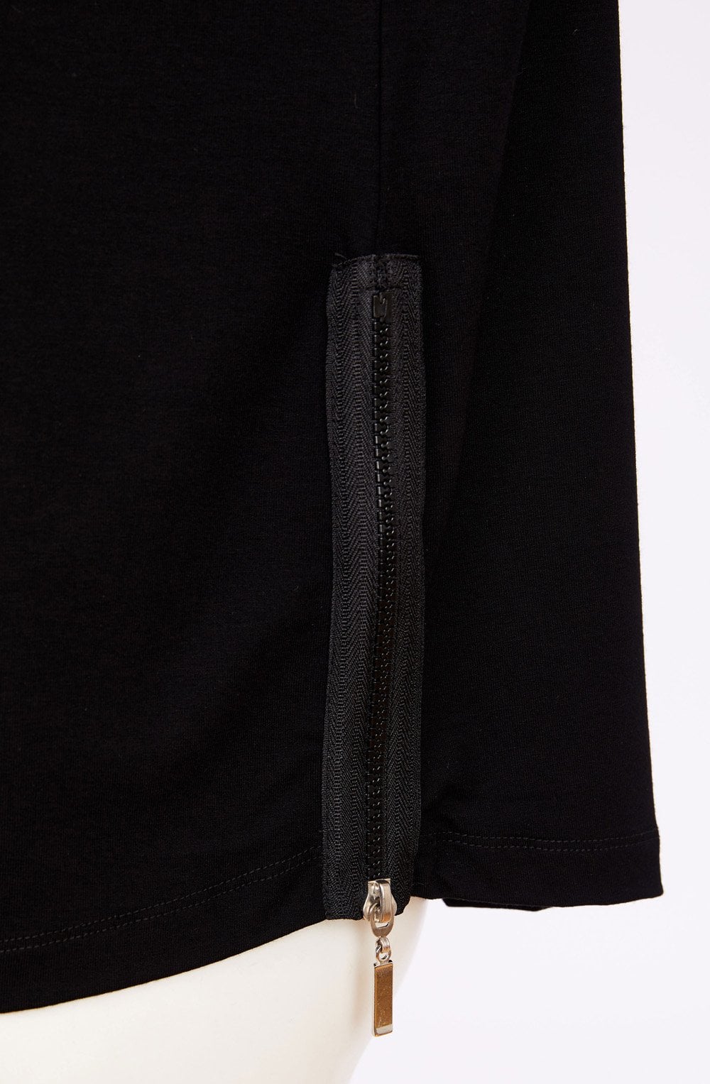 Black Side Zip Detail Oversized Top