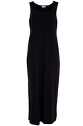 Black Sleeveless Pocket Design Maxi Dress