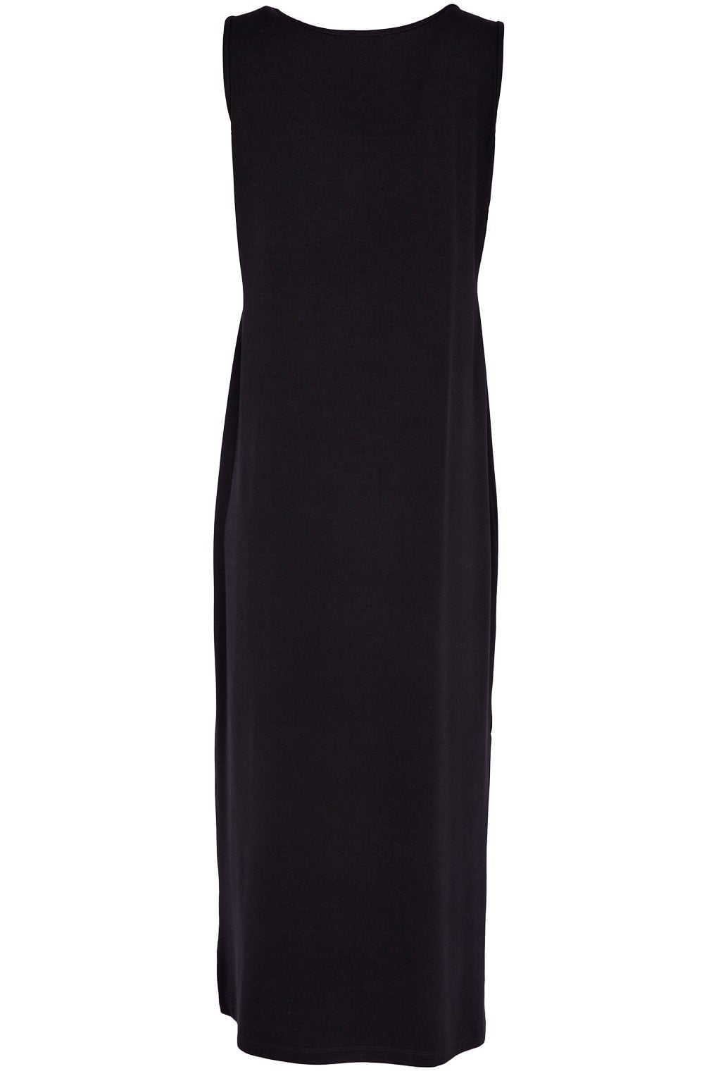 Black Sleeveless Pocket Design Maxi Dress