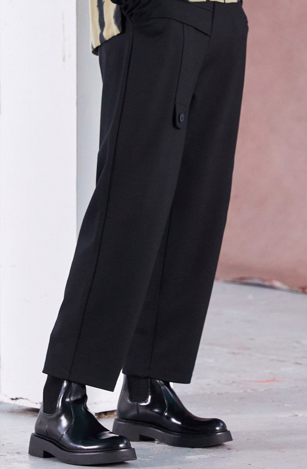 Black Tab Detail Tapered Trousers