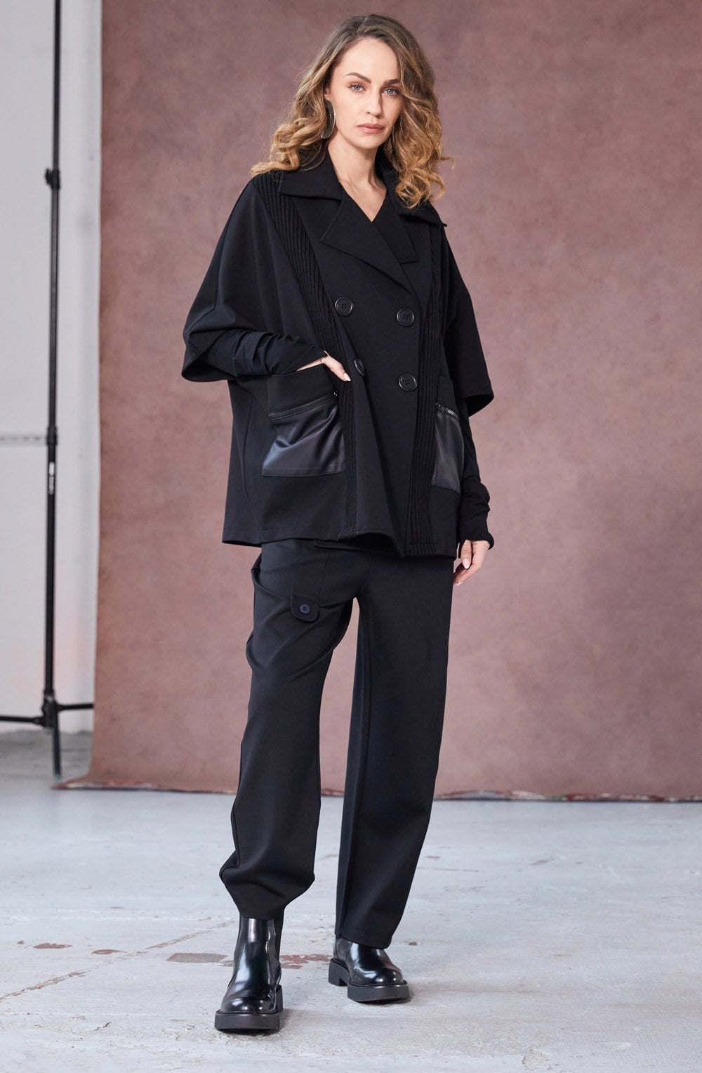 Black Tab Detail Tapered Trousers