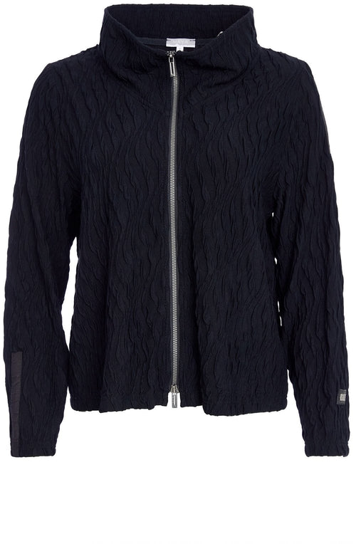 Black Textured Jersey Cardigan