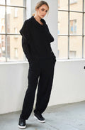 Black Textured Jersey Tapered Trousers