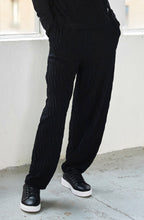 Black Textured Jersey Tapered Trousers