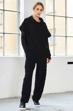 Black Textured Jersey Tapered Trousers