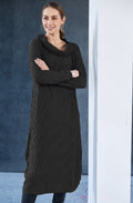 Black Textured Jersey Tulip Hem Dress