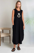 Black Tulip Hem Capped Sleeve Maxi Dress