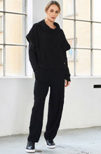 Black Zip Detail Funnel Neck Top