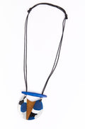 Blue Denim Pendant and Wood Panel Necklace