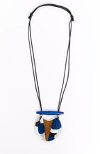 Blue Denim Pendant and Wood Panel Necklace