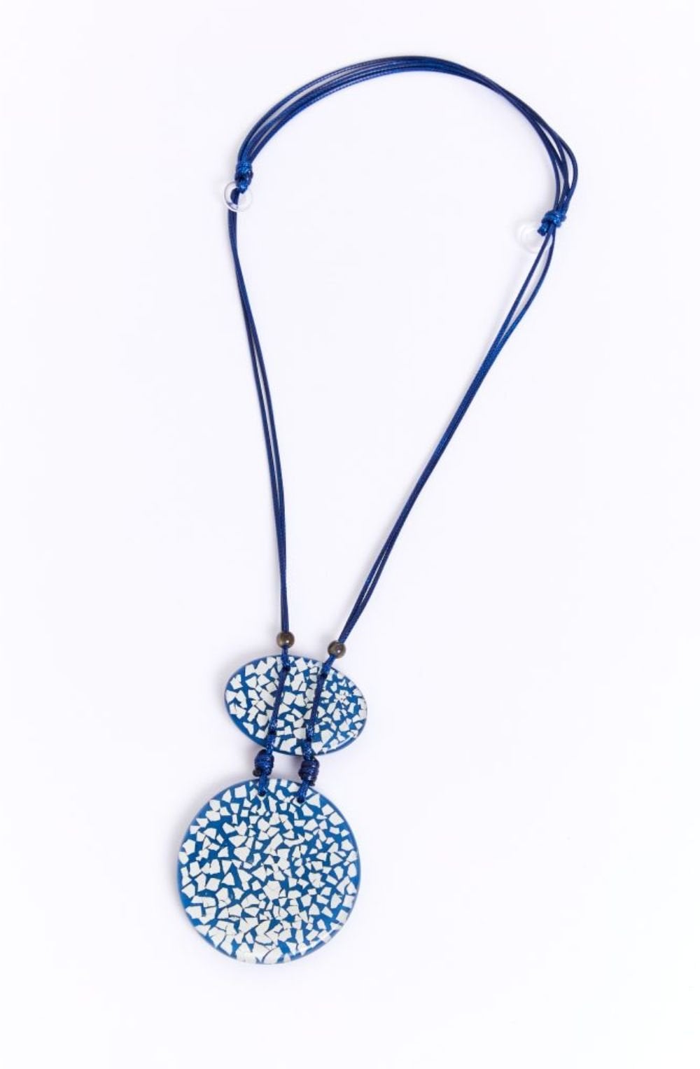 Blue Mottle Disk Statement Necklace