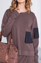 Cocoa and Black Contrast Pocket Sweatshirt