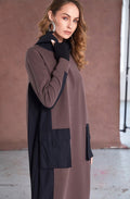 Cocoa and Black Hooded Jersey Dress