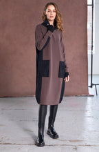 Cocoa and Black Hooded Jersey Dress