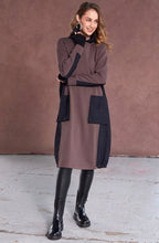 Cocoa and Black Hooded Jersey Dress