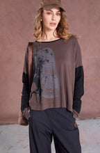Cocoa and Black Placement Print Relaxed Top